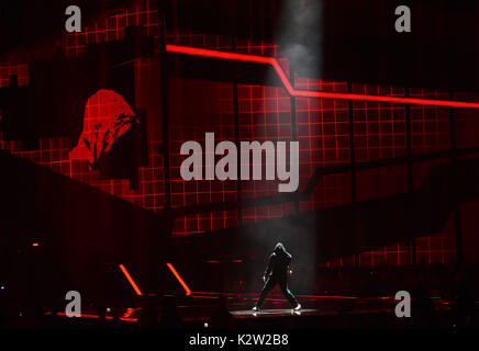 Foto deve essere accreditato ©Alpha premere 079965 22/02/207 Skepta Brit Awards 2017 all'O2 Arena di Londra Foto Stock