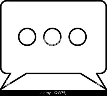 Discorso di rettangolo con code e la presenza di tre puntini di sospensione simbolo silhouette schizzo in sfondo bianco Illustrazione Vettoriale