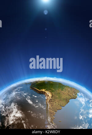 Sud America vista dallo spazio 3D rendering Foto Stock