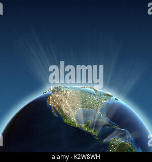 Nord America luci rendering 3D Foto Stock