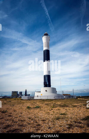 Moderno faro di Dungeness, Kent, Regno Unito Foto Stock