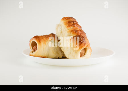 Appena fatta la salsiccia in una colazione veloce test Foto Stock