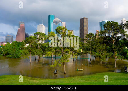 Parco giochi allagata a Houston in Texas Foto Stock