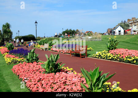 Esplanade Gardens, in cima alla scogliera di Marine Parade,, Hunstanton, Norfolk, Inghilterra, Regno Unito, località balneare Foto Stock