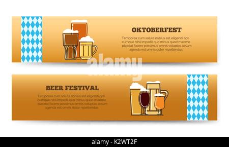 Festival della birra Oktoberfest. Banner orizzontale design. Illustrazione Vettoriale Illustrazione Vettoriale