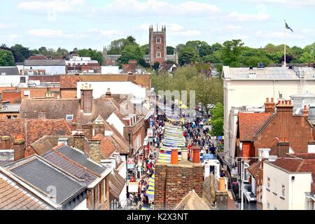 San Pietro visto dalla torre dell'Orologio, St Albans Foto Stock