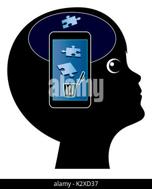 L'uso del cellulare può causare la perdita di memoria nella prima infanzia Foto Stock