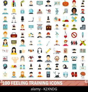 100 sensazione training set di icone di stile di Piana Illustrazione Vettoriale