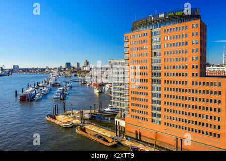 Lega Anseatica Trade Center, Kehrwiederspitze e bassa nel porto di Amburgo, Germania, Europa, Hanseatic Trade Center, Kehrwiederspitze und Niederhafen Foto Stock