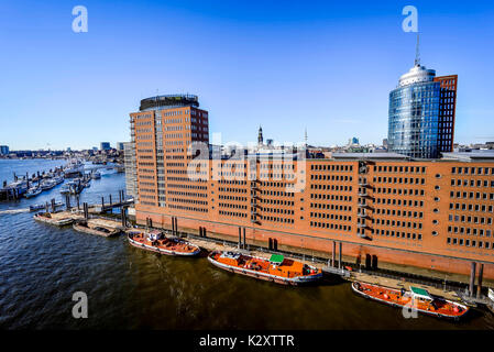 Lega Anseatica Trade Center, Kehrwiederspitze e bassa nel porto di Amburgo, Germania, Europa, Hanseatic Trade Center, Kehrwiederspitze und Niederhafen Foto Stock