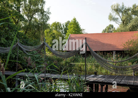 Boathouses a Diessen am Ammersee, Baviera, Germania Foto Stock