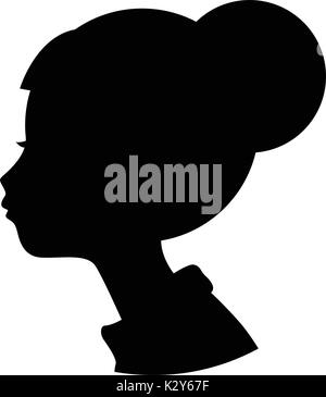 Silhouette ragazza testa forma nero isolato su sfondo bianco , il logo illustrazione vettoriale Illustrazione Vettoriale