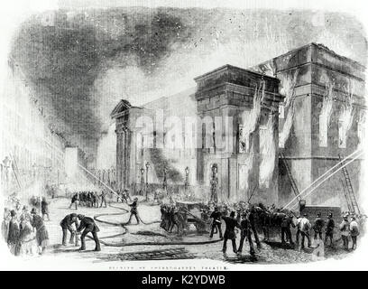 Incendio distrugge la seconda Covent Garden nel 1856, Londra. Londra illustrato News Foto Stock