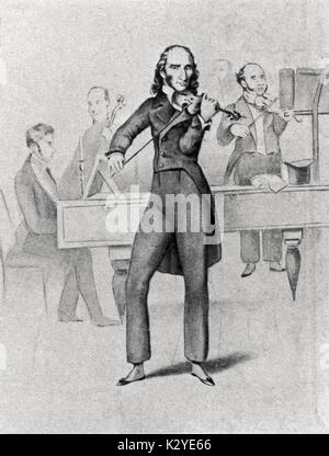 PAGANINI, Niccolo, suona il violino Italiano violinista e compositore (1782-1840) Foto Stock