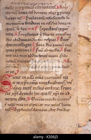 Manoscritto illuminato dalla pagina 'Expositiones Evangeliarum et Epistolurum annuo' dal XVI secolo, 1500. Foto Stock