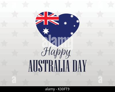 Australia felice giorno 26 gennaio. Cuore con la bandiera dell'Australia. Illustrazione Vettoriale. Illustrazione Vettoriale
