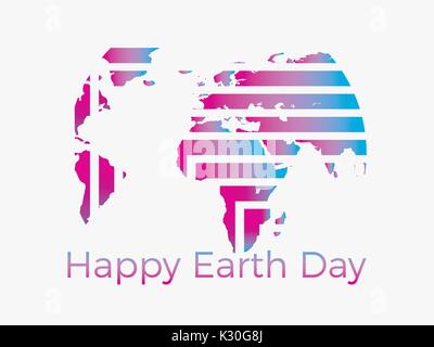 Felice Giornata della Terra. Il logo creativo del pianeta terra con strisce di gradiente. Illustrazione Vettoriale Illustrazione Vettoriale