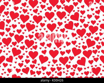 Seamless pattern con cuori rossi su sfondo bianco. Il giorno di San Valentino. Illustrazione Vettoriale Illustrazione Vettoriale