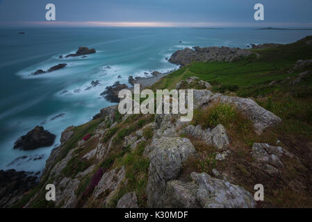 Le viste sul mare dal pleinmont Nel Baliato di Guernsey, Isole del Canale, Regno Unito Foto Stock