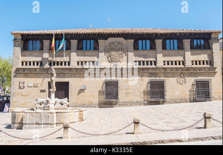 Vecchio macellai populo square, tribunali effettivamente, BAEZA, jaen, Spagna Foto Stock