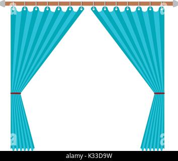 Tenda decorativa aperto della camera di contenimento di un palo in silhouette colorato su sfondo bianco Illustrazione Vettoriale