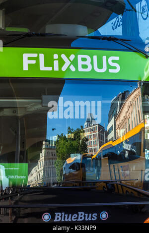 Brno, Repubblica Ceca, Flixbus autobus, stazione degli autobus Foto Stock