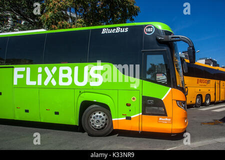 Brno, Repubblica Ceca, Flixbus autobus, stazione degli autobus Foto Stock