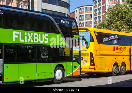 Brno, Repubblica Ceca, Flixbus autobus, stazione degli autobus Foto Stock