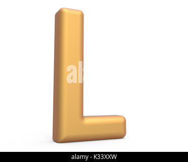 Golden lettera L, 3D rendering sottile e tall alfabeto in finitura opaca di colore dorato Foto Stock