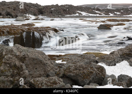 Cascata Aldeyjarfoss, Húsavík, Islanda Foto Stock