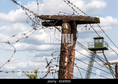 Cecoslovacchia comunismo, ex cortina di ferro Ceco Guerra fredda, Repubblica Ceca Cizov vicino Znojmo, Moravia meridionale resti autentici Foto Stock