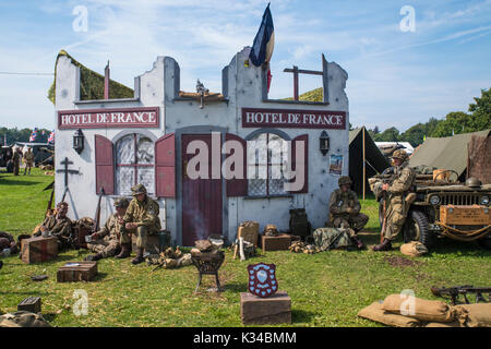 Kent, Regno Unito - 28 agosto 2017: gli attori in posa come soldati americani della seconda guerra mondiale a livello militare odyssey rievocazione evento in detling, kent, o Foto Stock