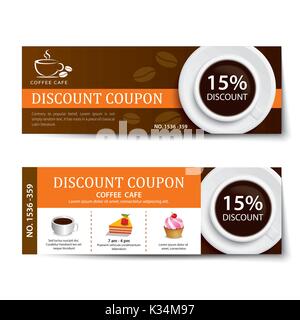 Caffè coupon sconto modello di progettazione Illustrazione Vettoriale