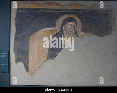 Brescia, Italia, 11 agosto 2017, antico mosaico romano nel museo di rovine romane e di Santa Giulia Foto Stock