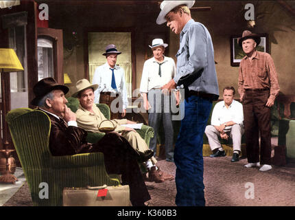 Pessima giornata al Black Rock L-R Spencer Tracy, Robert Ryan, , Walter Brennan, Lee Marvin, [?], DEAN JAGGER Foto Stock