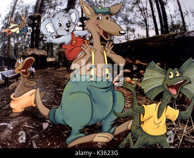 BLINKY BILL BLINKY BILL KOALA, SPLODGE KANGEROO, lembo PLATYPUS, JACKO KOOKABURRA, RUFF BALZA COLLO LIZARD data: 1992 Foto Stock