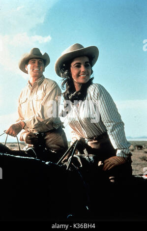 GIANT Rock Hudson, Elizabeth Taylor data: 1956 Foto Stock