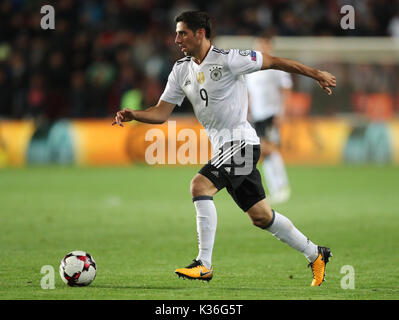 Praga, Repubblica Ceca. 01 Sep, 2017. La Germania Lars Stindl corre con la palla durante il campionato mondiale di calcio qualification group stage match tra la Repubblica ceca e la Germania in Eden Arena di Praga Repubblica Ceca, 01 settembre 2017. Foto: Jan Woitas/dpa/Alamy Live News Foto Stock