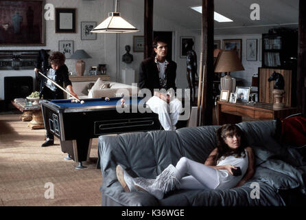 Cuori di fuoco Bob Dylan, Rupert Everett e Fiona tavolo da biliardo data: 1987 Foto Stock