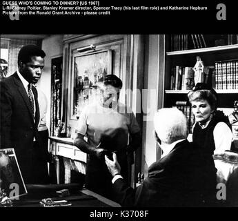 Indovina chi viene a cena L-R, Sidney Poitier, regista Stanley Kramer, Spencer Tracy, Katherine Hepburn Foto Stock