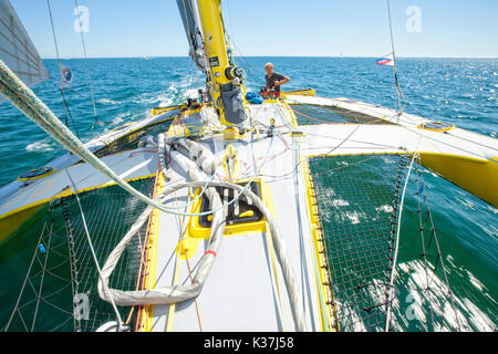 Acapella (la nave gemella di Mike Birch famosa Olympus) costruito da Walter verde in 1980 e skipper di Charlie Capelle. Foto Stock