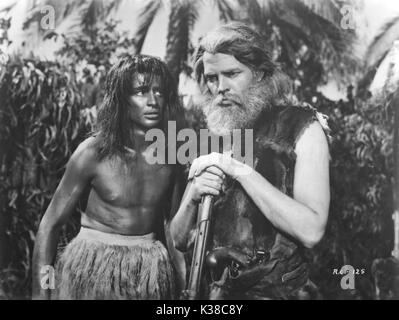 LE AVVENTURE DI ROBINSON CRUSOE (titolo messicano originale LAS AVENTURAS DE ROBINSON CRUSOE Messico 1954) lasciarono: James Fernandez nel ruolo di Friday Dan o'Herlihy nel ruolo di Robinson Crusoe Foto Stock