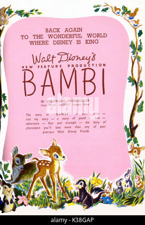 BAMBI POSTER data: 1942 Foto Stock