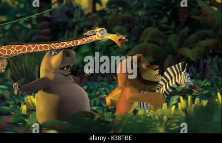 MADAGASCAR , Melman la giraffa [Chris Rock], Alex il leone [Ben Stiller] e Marty la zebra [Chris Rock] Data: 2004 Foto Stock