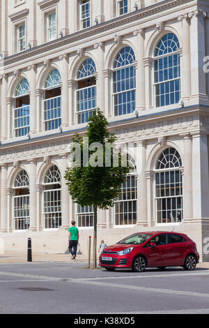 Poundbury, Dorchester Dorset, Regno Unito. Un nuovo sviluppo urbano a terra fornito dal Ducato di Cornovaglia Foto Stock