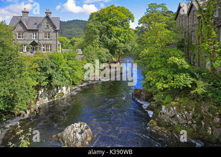 Afon Llugwy, Betws-y-Coed, Parco Nazionale di Snowdonia, Conwy, Galles del Nord, Regno Unito. Foto Stock