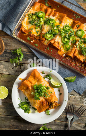 In casa Carni bovine Enchiladas con salsa rossa e coriandolo Foto Stock
