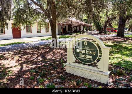 Georgia,Jekyll Island,Barrier Island,quartiere storico,Jekyll Island Museum,esterno,cartello,visitatori viaggio viaggio turistico turismo terra punto di riferimento Foto Stock