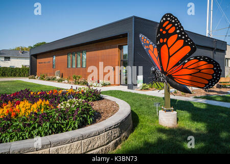Il Winkler arti e cultura edificio centrale sul Parco San in Winkler, Manitoba, Canada. Foto Stock
