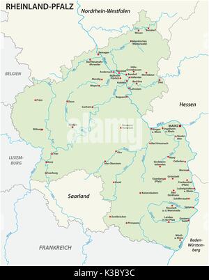 Mappa Dettagliata Della Renaniapalatinato Modello Di Disegno Illustrativo Vettoriale